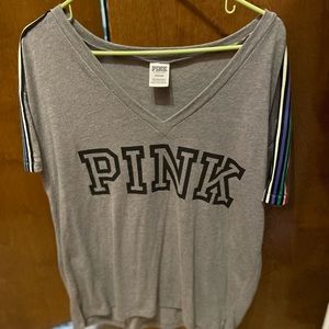 VS PINK Rainbow V Neck T-shirt
